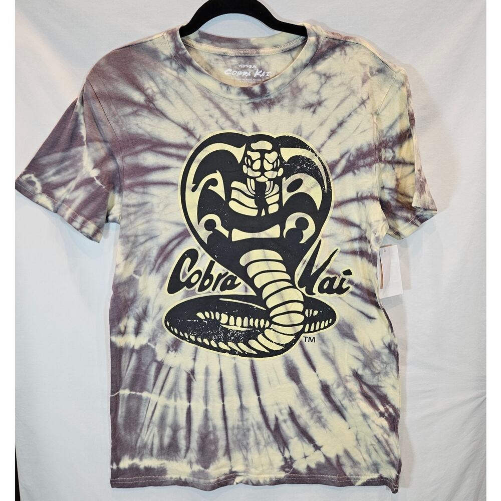 Cobra Kai Gray Yellow Tie Dye Graphic Tee Size S NWOT